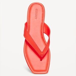Old Navy Faux Leather Modern Square Toe Ginger Juice Orange Flip Flops Size 7